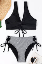 Marie Striped Cutout Side Strappy Bikini Set