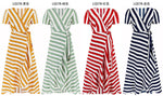 Fashion V-Neck Short Sleeve Striped Loose Maxi Dress
