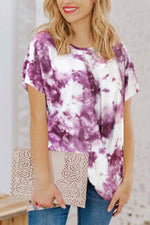 Florcoo Round Neck Tie-Dye T-Shirt