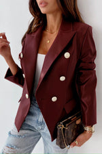 Novakiki The Gibby Double Breasted Faux Leather Blazer