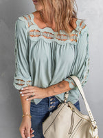 Women's Blouses Lace Panel Loose Half Sleeves Blouses