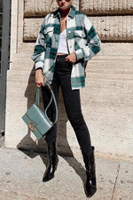 Plaid Button Pockets Coat