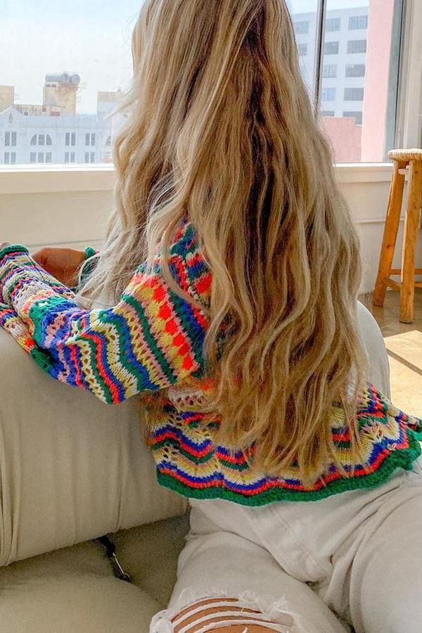 Outside The Lines Colorful Crochet Sweater