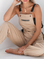 Women's Jumpsuits Zip Multi-Pocket Suspender Jumpsuit