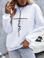 Women's T-Shirts Letter Print Round Neck Long Sleeve T-Shirt