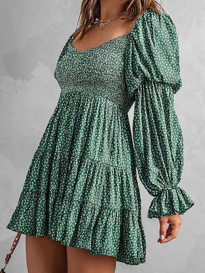 Women's Dresses One-Shoulder Print Long Sleeve Mini Dress