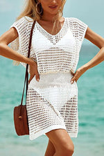 Sydney Button Crochet Tunic Cover-up Beach Dress