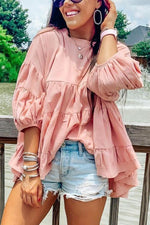 Layer Puff Sleeve Flowy Blouse