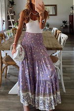 Floral Print Elastic Maxi Skirts