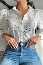 Pearl Button Embroidery Shirt