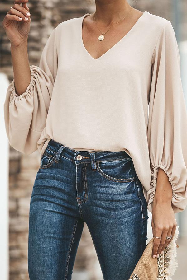 Solid Color Batwing Sleeve T-shirt