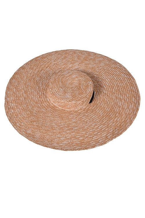 Flat Ribbon Straw Wide Brim Hat