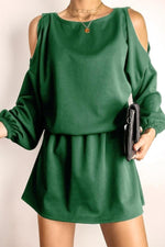 Solid Color Off-the-shoulder Dress