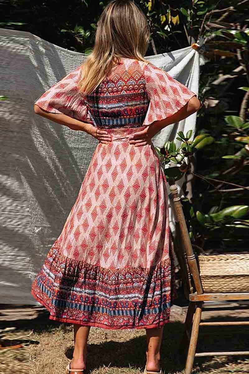Bohemian Printed Midi Dress(3 colors)