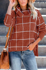 Florcoo Turtleneck Plaid Sweater