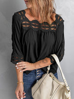 Women's Blouses Lace Panel Loose Half Sleeves Blouses