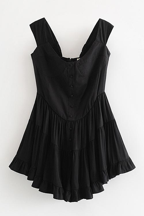 Button U Neck Romper