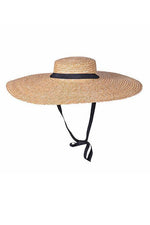 Flat Ribbon Straw Wide Brim Hat