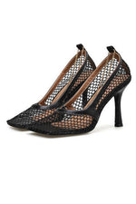 Chains Mesh High Heel Pumps