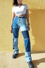 Color Block Patchwork Jeans