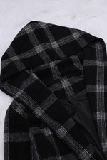 Pockets Plaid Long Hoodie Coat