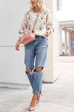 Floral Pearl Button Cardigan