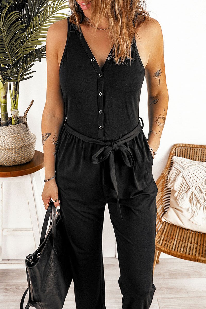 Ready For Anything Belted One Piece Jumpsuits