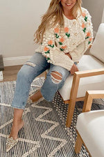 Floral Pearl Button Cardigan