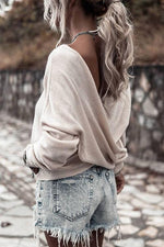 Cross Backless Loose Sweater