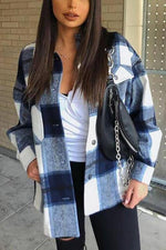 Plaid Button Pockets Coat