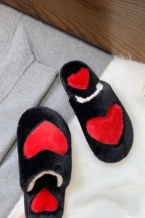 Heart Fuzzy Mules Slipper