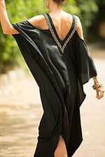 Black And Gold Kaftan Evening Dress