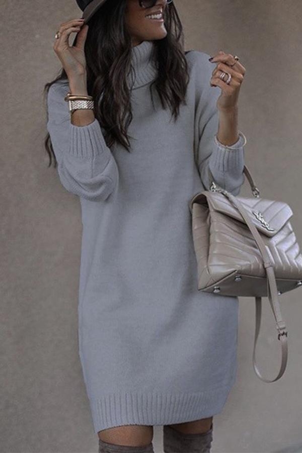 Solid Color Sweater Knit Sweater