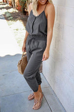 Pockets Drawatring Slip Jumpsuit