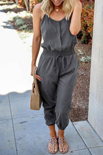 Pockets Drawatring Slip Jumpsuit