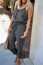 Pockets Drawatring Slip Jumpsuit