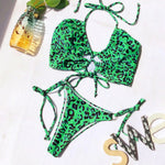 Florcoo Split Leopard Bikini Swimsuit(2 colors)