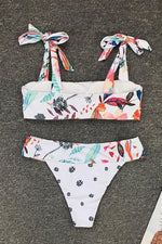 Floral Print Boe Tied Bikini Set