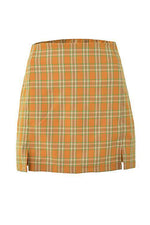 Plaid Slit Mini Skirts