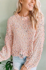 Confetti Ripped Hem Sweater