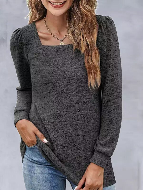 Square Neck Long Sleeve T Shirt