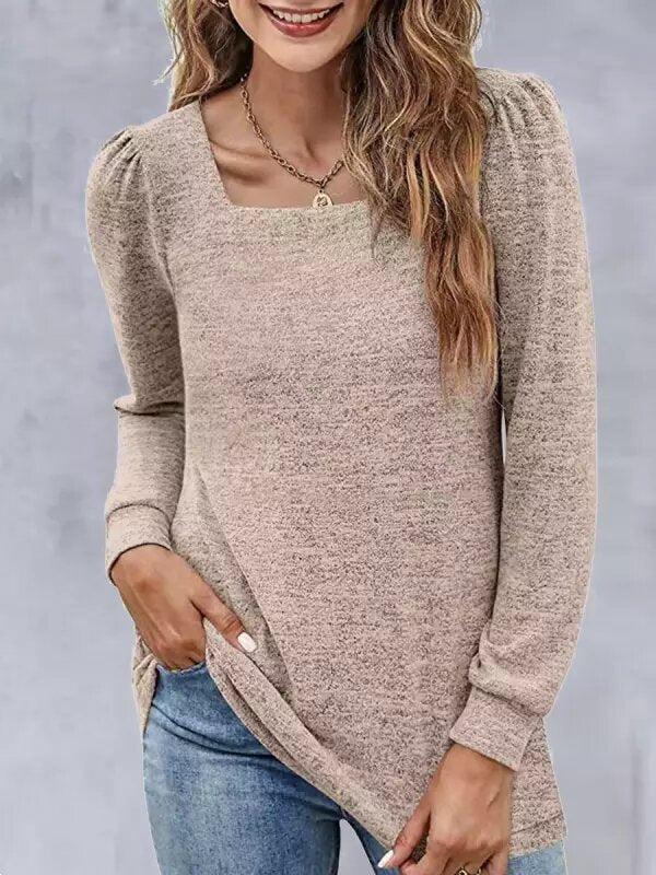 Square Neck Long Sleeve T Shirt