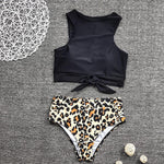 Florcoo Two-Piece High Waist Sexy Leopard Swimsuit