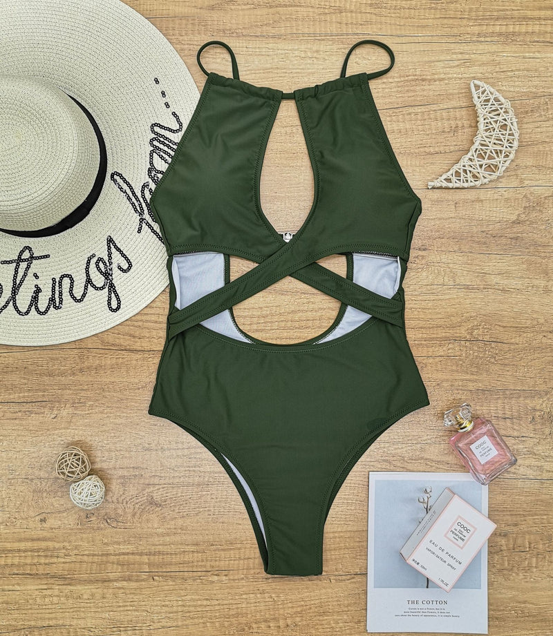 Florcoo Sexy Solid Color One-piece Swimwear( 2 colors)