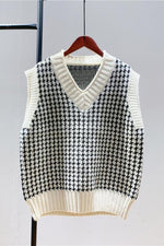 Houndstooth V Neck Vest