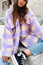 Plaid Button Pockets Coat