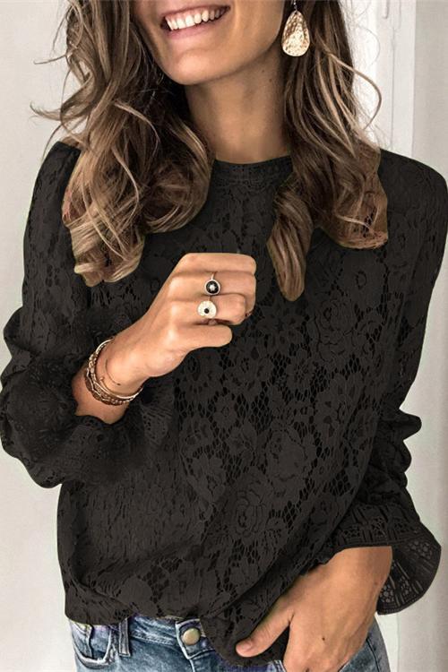 Layering Lace Puffed Sleeve Top