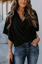 Drape V Neck Bell Sleeve Blouse