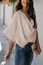 Drape V Neck Bell Sleeve Blouse