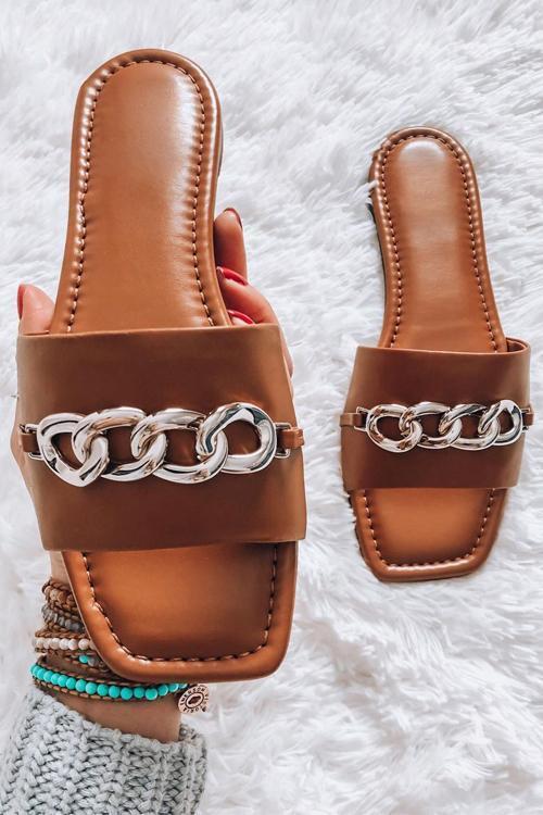 Metal Chains Flat Slipper